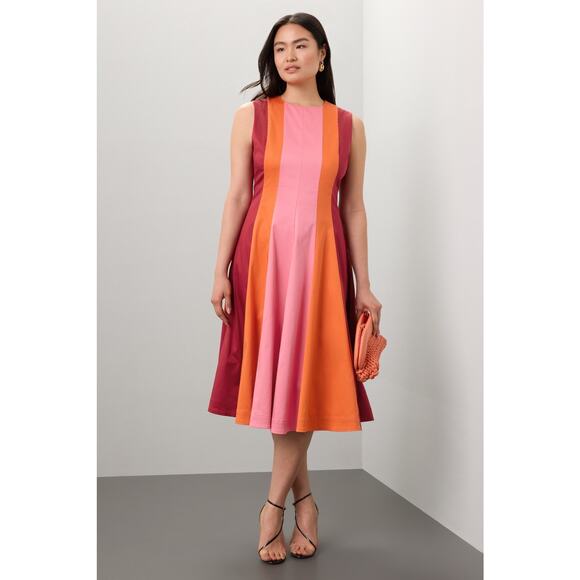 ROKSANDA x RTR Pink Red Color-Blocked Sleeveless Crewneck Midi Dress Size 6 - Picture 1 of 16